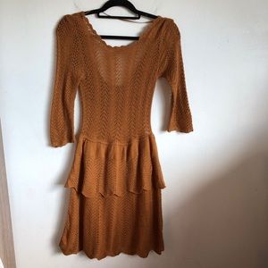 Knitted & Knotted Mustard Gold Sweater Dress S